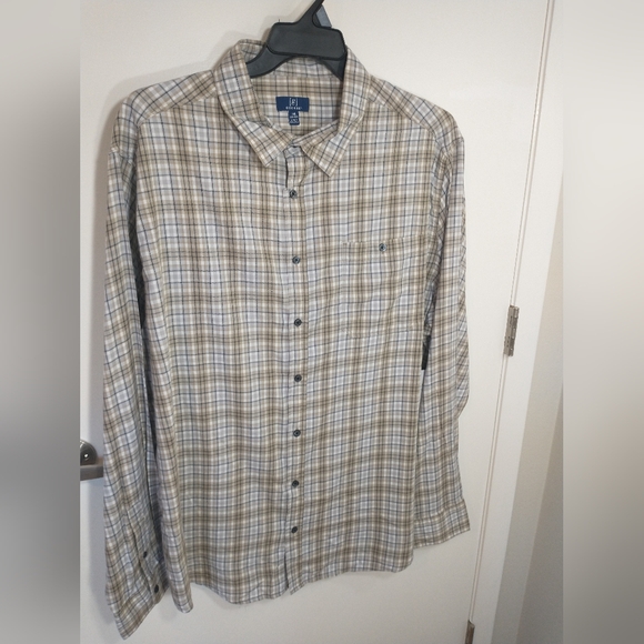 2 George Men Size 3XL Gray, Bown Plaid Long Sleeve Button Down Poplin Shirts - Picture 10 of 13